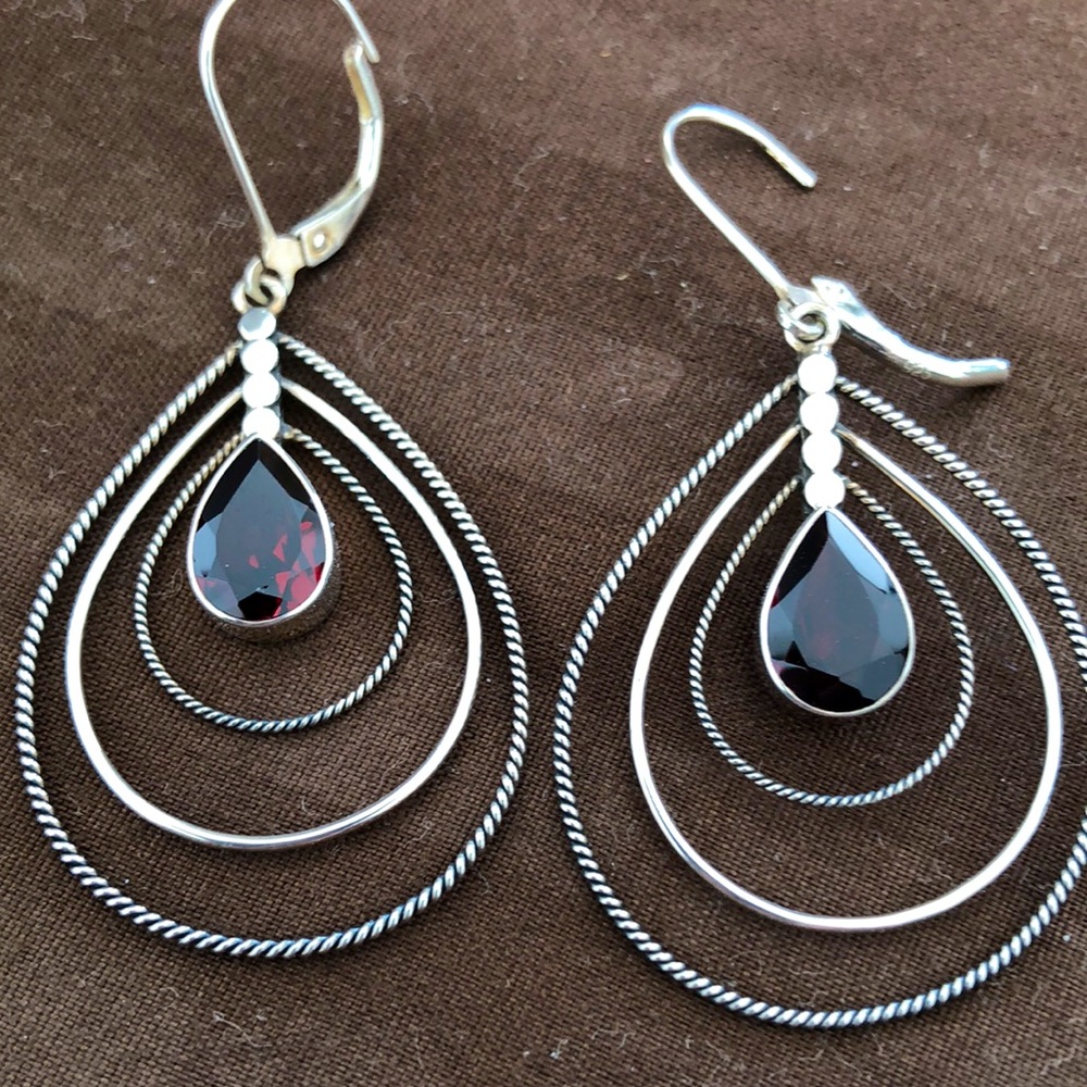 Garnet sterling earrings